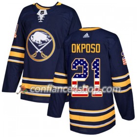 Adidas Maillot de Hockey Buffalo Sabres Kyle Okposo 21 2017-2018 Bleu Marine USA Flag Fashion Authentic - Homme